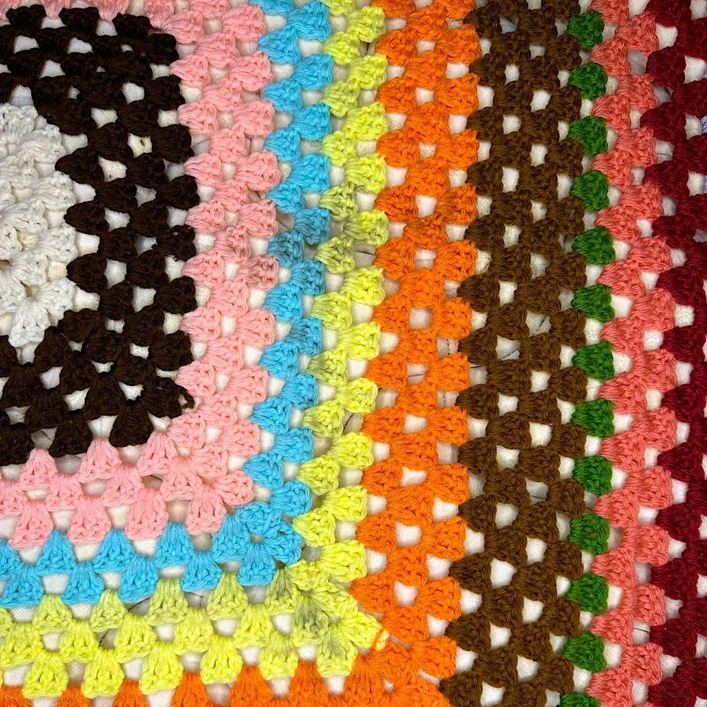 Handmade Crochet Afghan Throw Blanket - Vibrant Multicolored - 54 x 54 inches